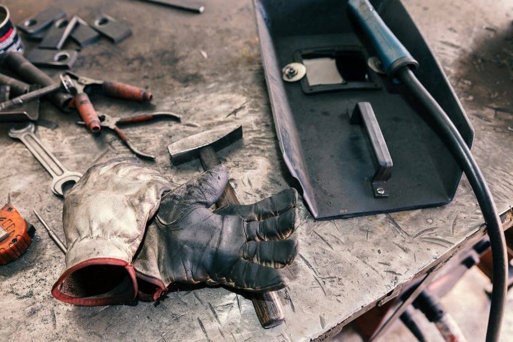 welding safety equipment mask and gloves